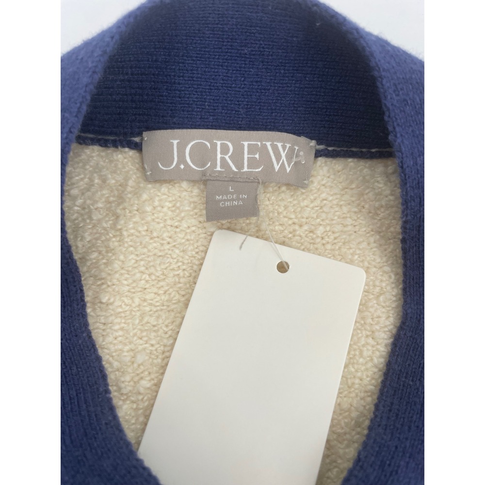 J.Crew Cardigan Sweater Large Beige Excellent Gold Crest Buttons Boucle Trim - Picture 8 of 8